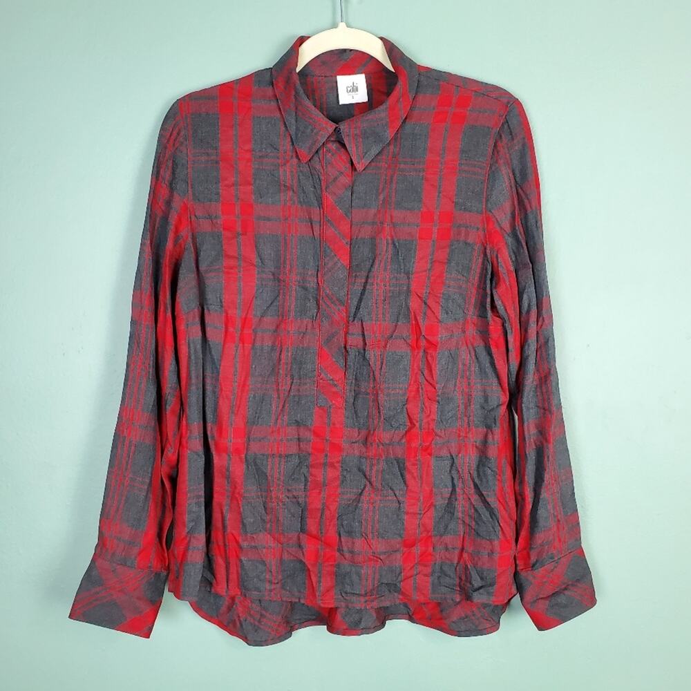 CAbi Cunningham Shirt Hunting Plaid Long Sleeve Button Down Shirt Size Small